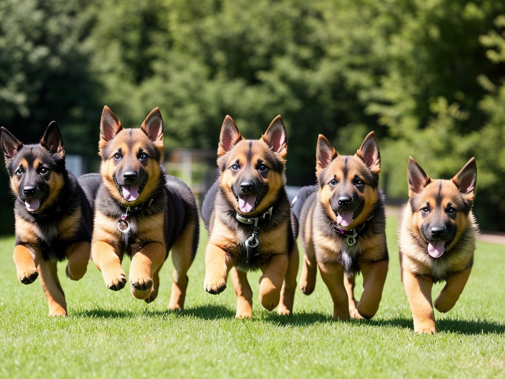 german shepherd puppies running