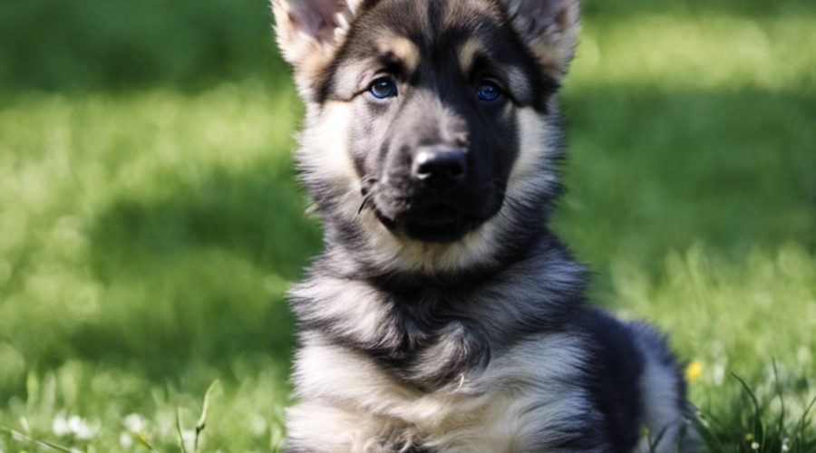 cute silver sable german shepherd puppy