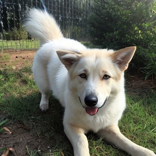 white german shepherd dog playing