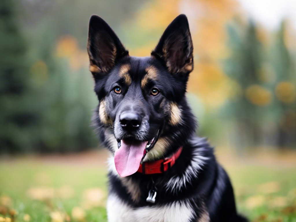 gerberian shepsky sitting outside