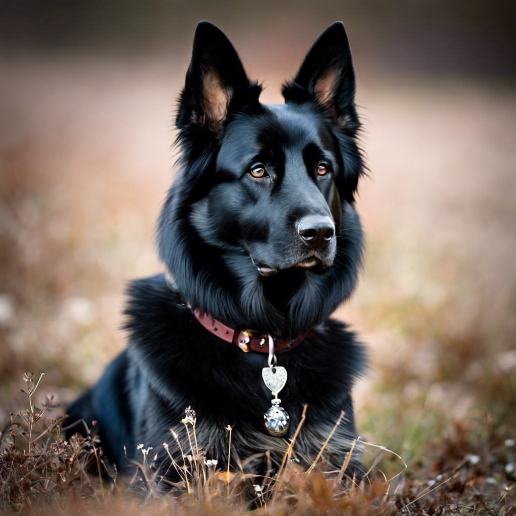 bold black long haired german shepherd