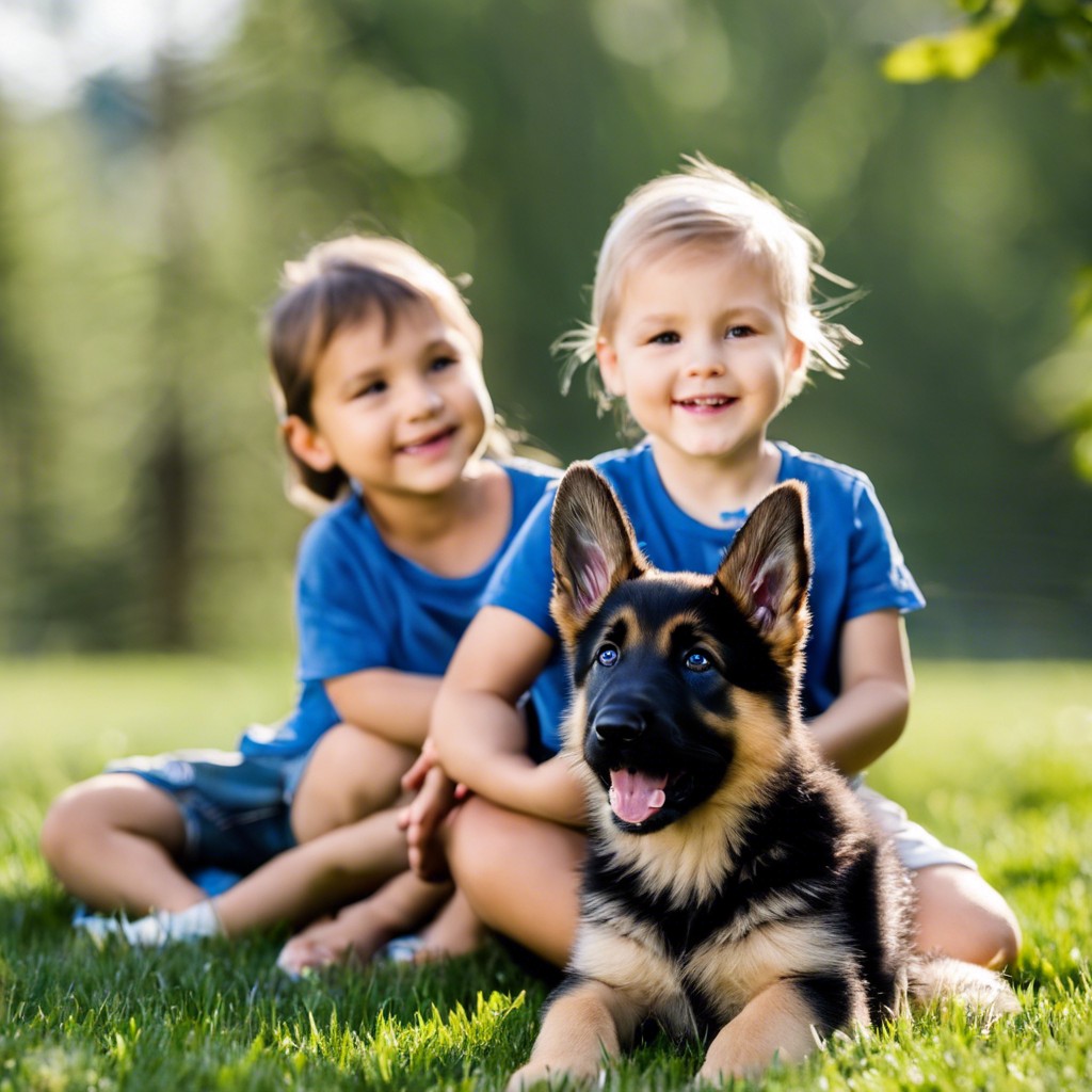 bi-color german shepherd puppy children