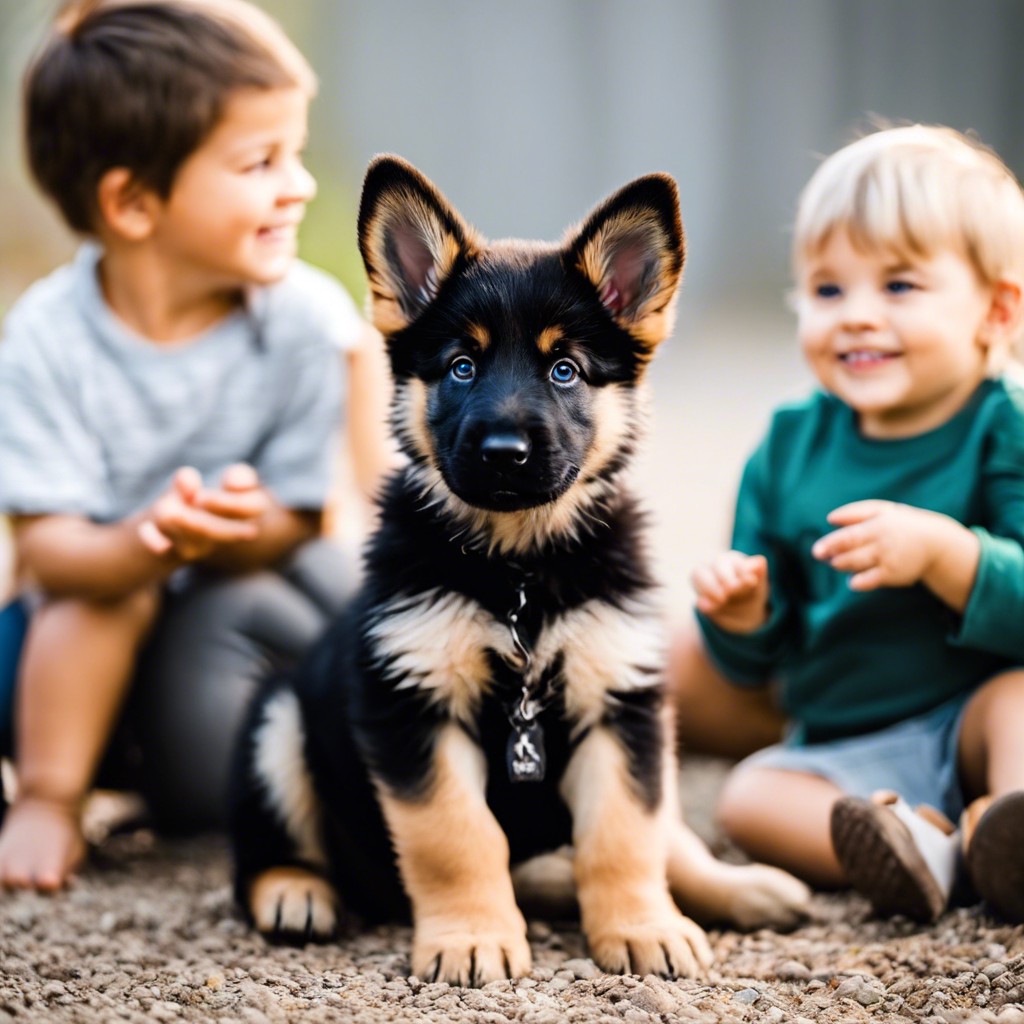 bicolor german shepherd puppy children