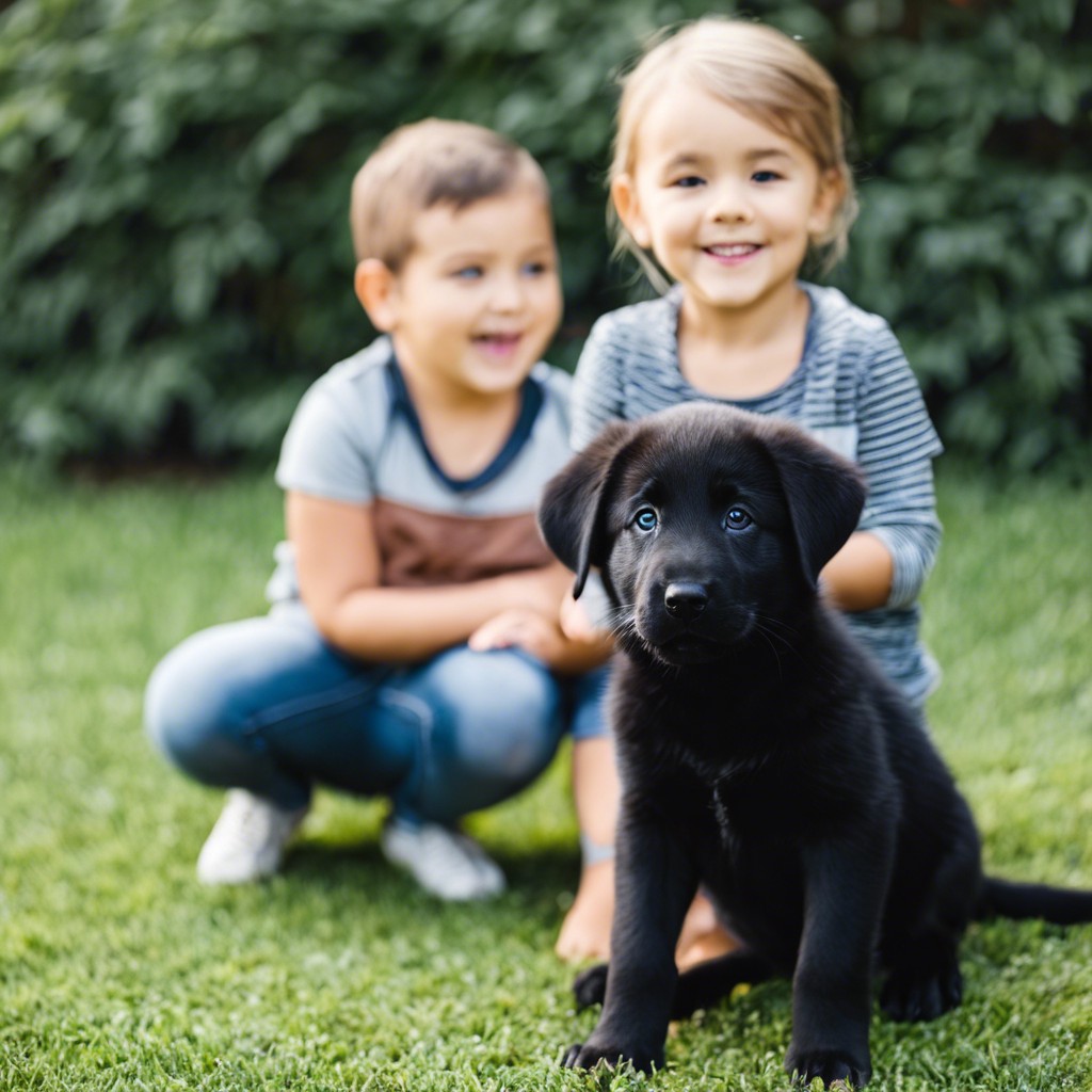 black lab german shepherd mix puppy children