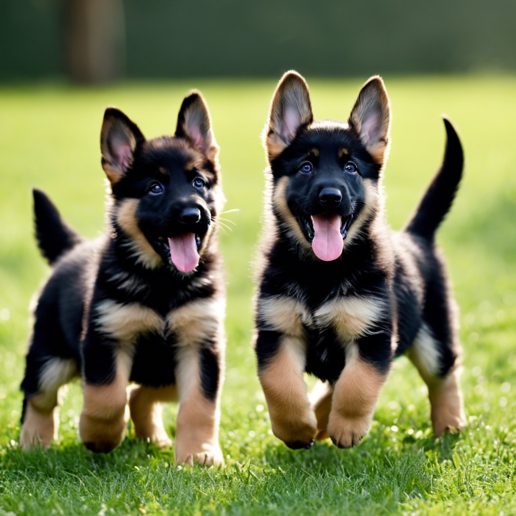 happy bicolor german shepherd puppies