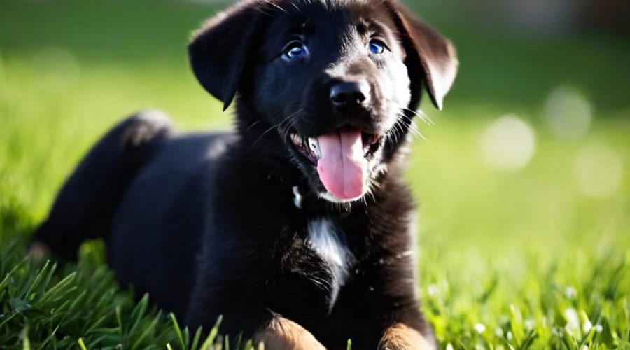 happy german shepherd black lab mix puppy