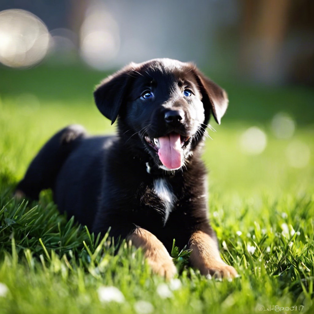 happy german shepherd black lab mix puppy