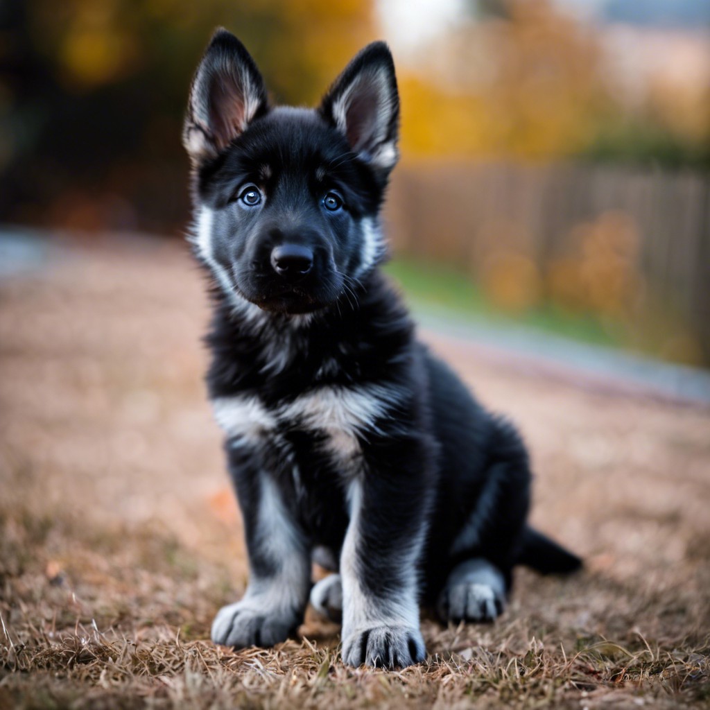 black silver german shepherd puppy